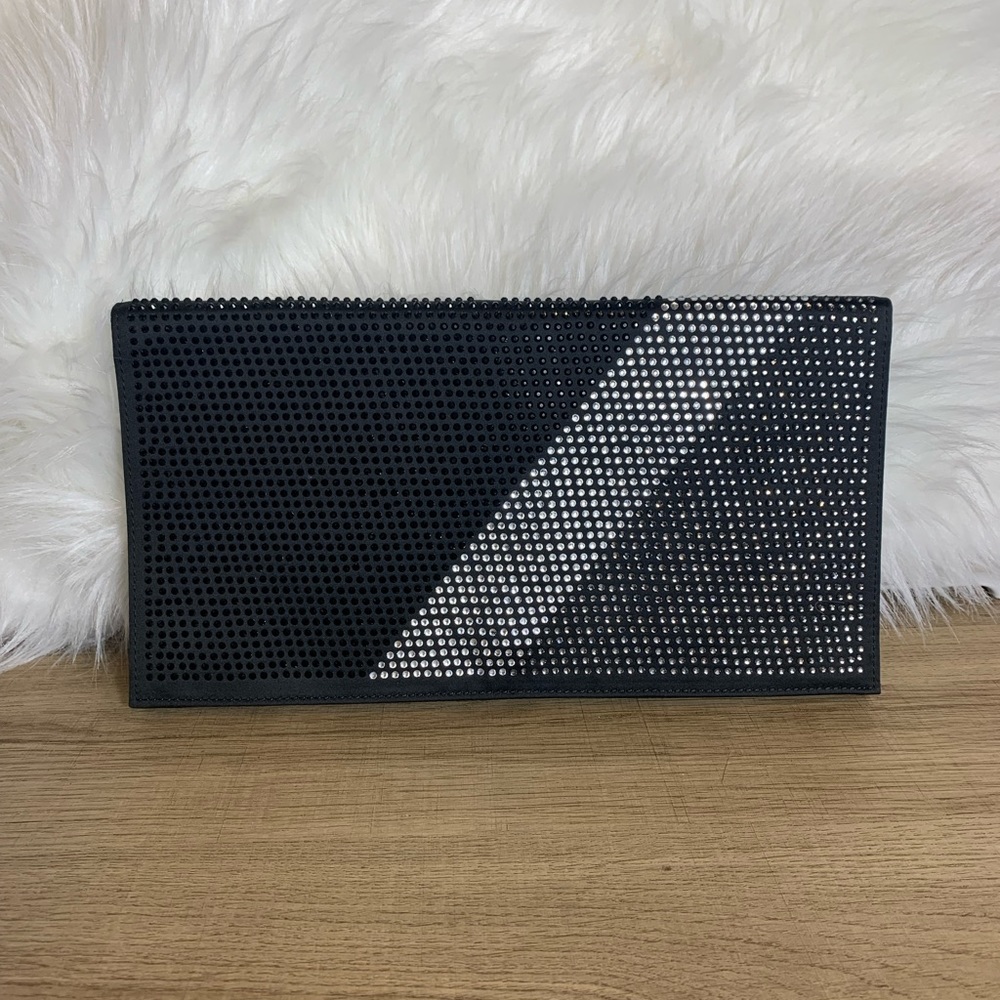 Express Glitzy Black Satin Clutch NWT!